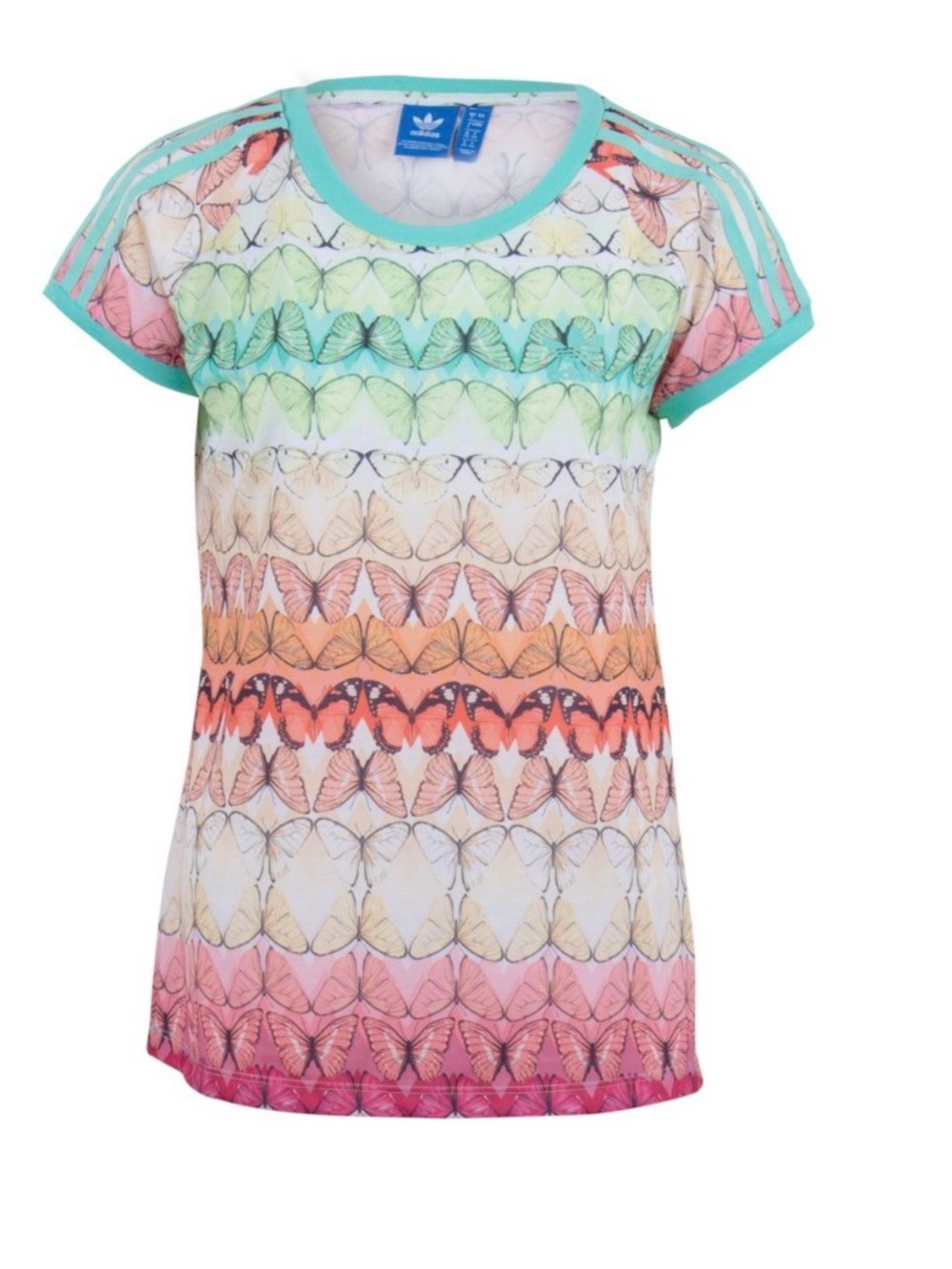 adidas Originals Rainbow Butterfly Print Tee Y2K Pastel Streetwear Top fairycore